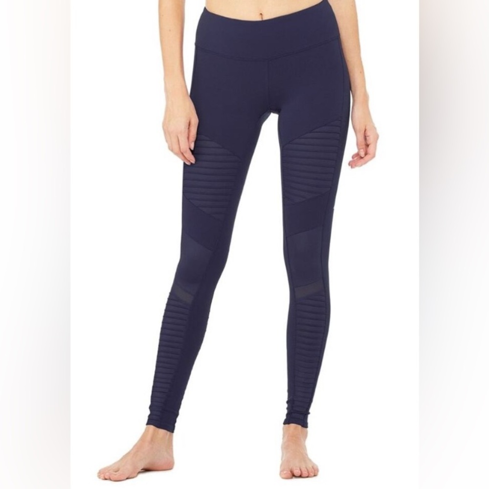 Alo Yoga High-Waist Moto Legging, Rich Navy Glossy